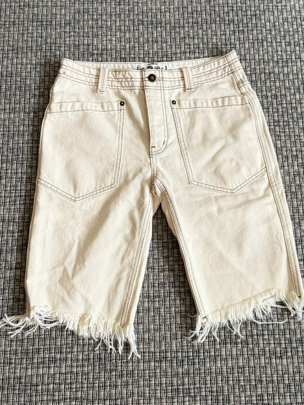 Free People Denim Shorts, Natural, Size 28